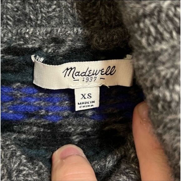 MADEWELL CHUNKY KNIT MERINO WOOL FAIR ISLE GRANDPA TURTLENECK SWEATER - Picture 12 of 13